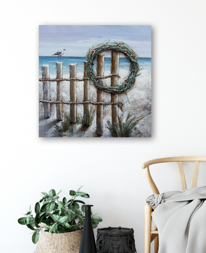 "Holiday Wreaths" Hand Painted Canvas Art, 40"x40"