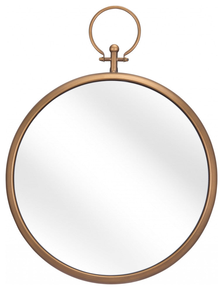 Gold Round Hanging Mirror