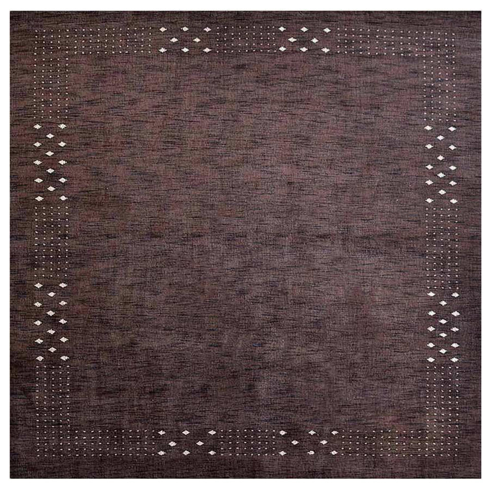 HAND KNOTTED LOOM WOOL ECO-FRIENDLY AREA RUGS - Square, Brown, Contemporary