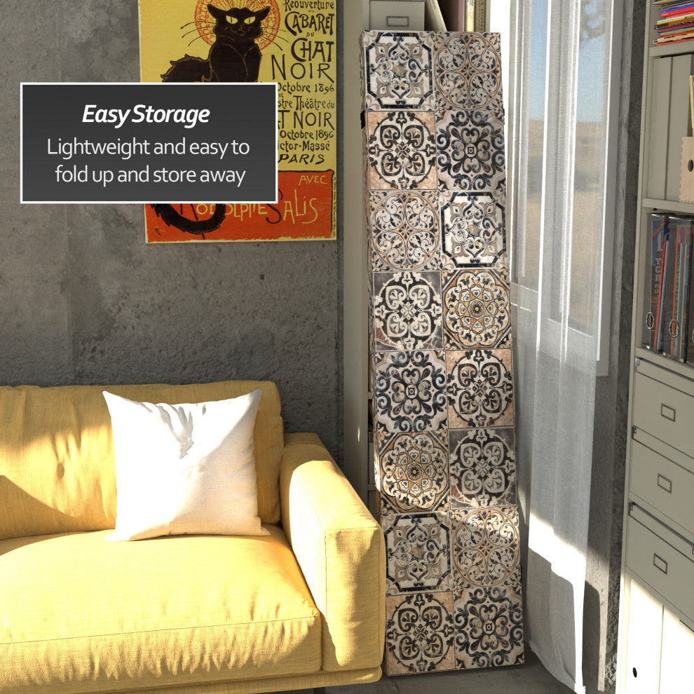 6' Tall Double Sided Victorian Tile Canvas Room Divider