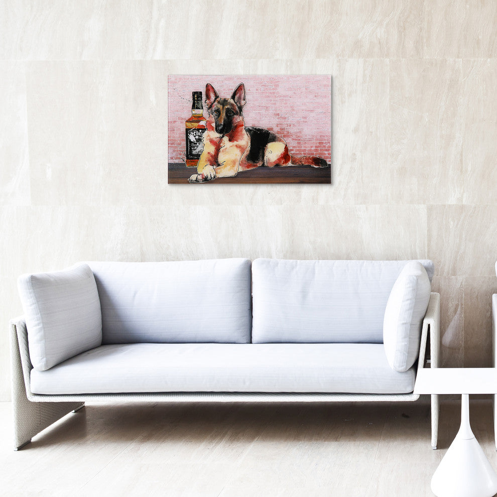 "German Jack" Dog Fashion Wall Art Frameless Free Floating Tempered Glass 24x16