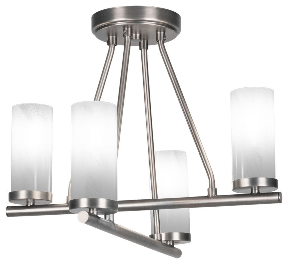 Trinity 4 Light Semi-Flush Shown, Graphite Finish With 2.5" White Marble
