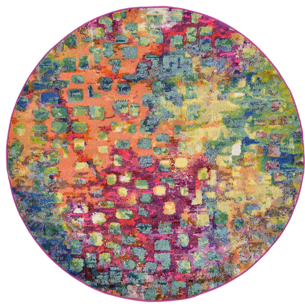 Unique Loom Multicolored Jardin Ivy 6' 0 x 6' 0 Round Rug