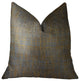 Vibrant Tazanite Blue and Brown Handmade Luxury Pillow, 12"x20"