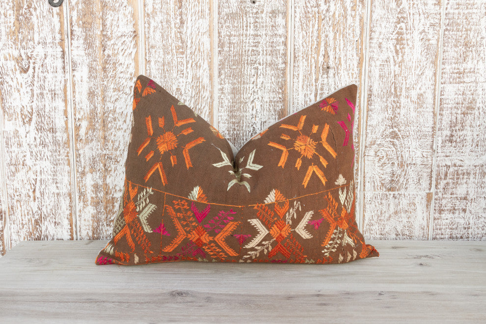 Chavi Antique Indian Folk Lumbar Pillow