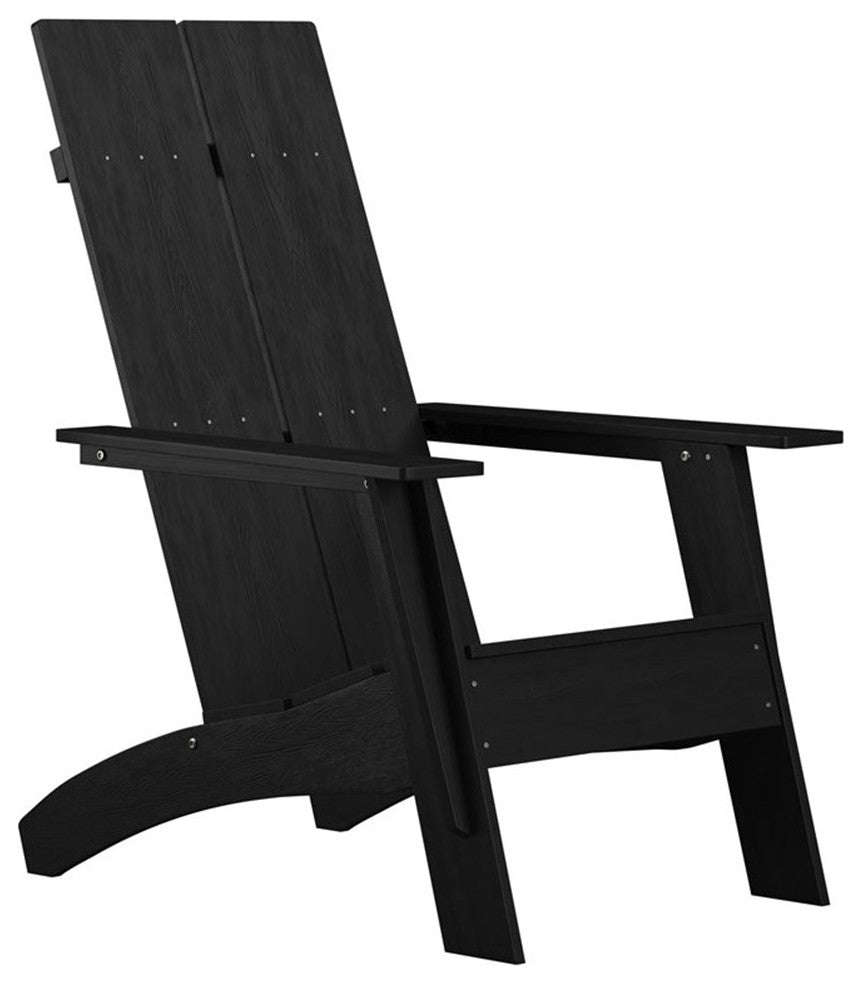 Sawyer Modern All-Weather Poly Resin Wood Adirondack Chair in Black