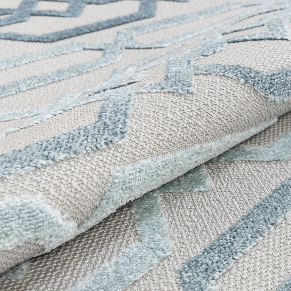 Well Woven Valencia Emila Blue Contemporary Geometric 7'10"x10'6" Area Rug