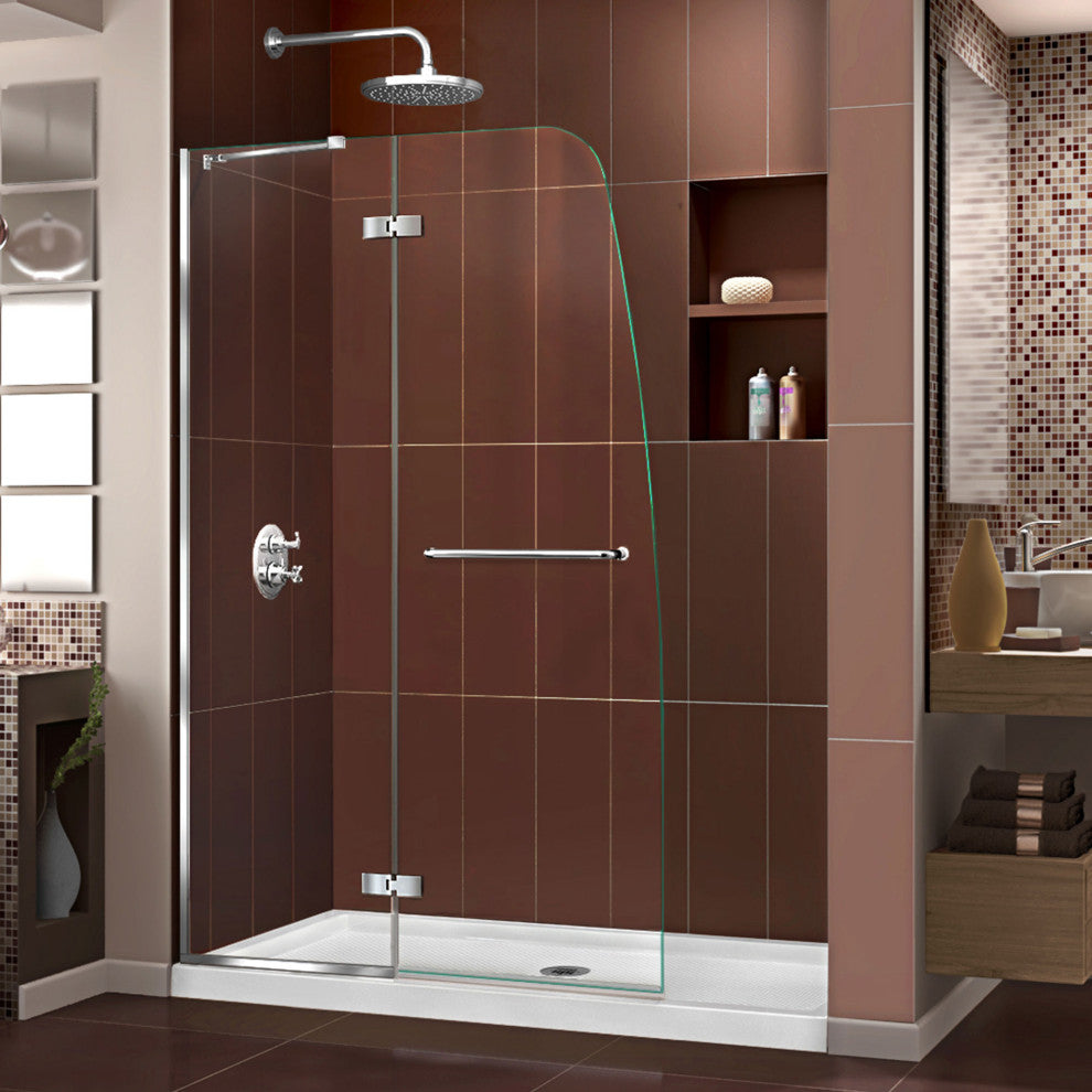 DreamLine Aqua Ultra 45"Wx72"H Frameless Hinged Shower Door, Chrome