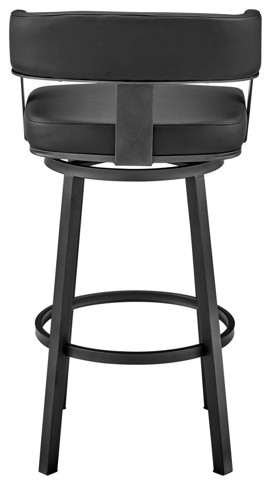 Lorin Counter Height Swivel Bar Stool, Black Finish and Black Faux Leather, Black/Black, Counter Height