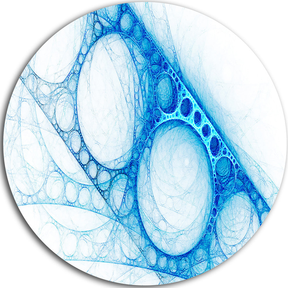 Blue Metal Construction, Abstract Digital Art Disc Metal Wall Art, 23"