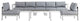 Modway Shore 6 Piece Outdoor Patio Aluminum Sectional Sofa Set, Silver Gray