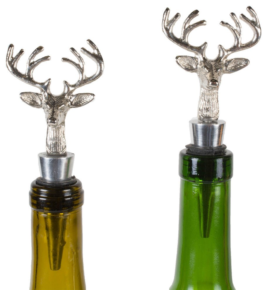 Silver Stag Bottle Stopper, Set of 2