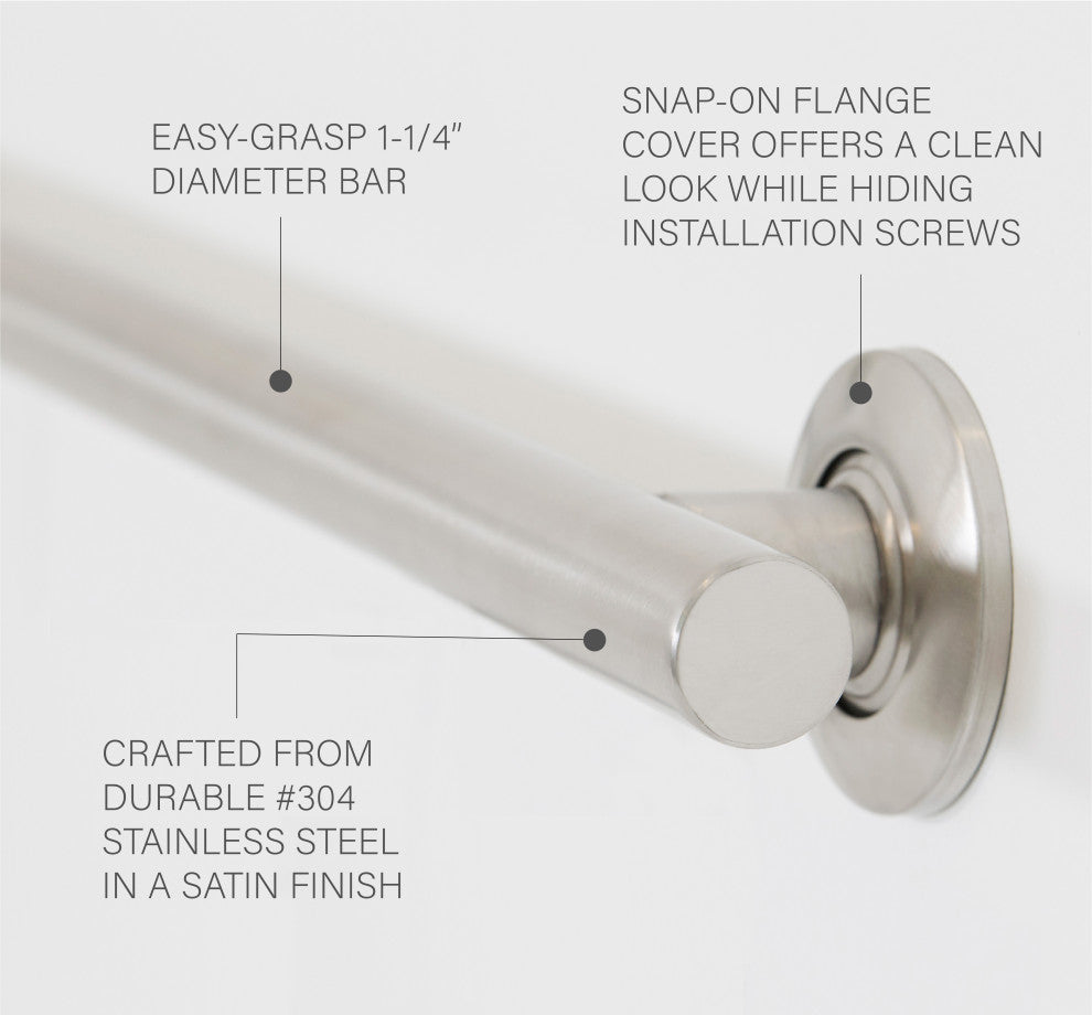 12-inch Coronado Designer Straight Bathroom Shower Grab Bar, Stainless Steel, Polished