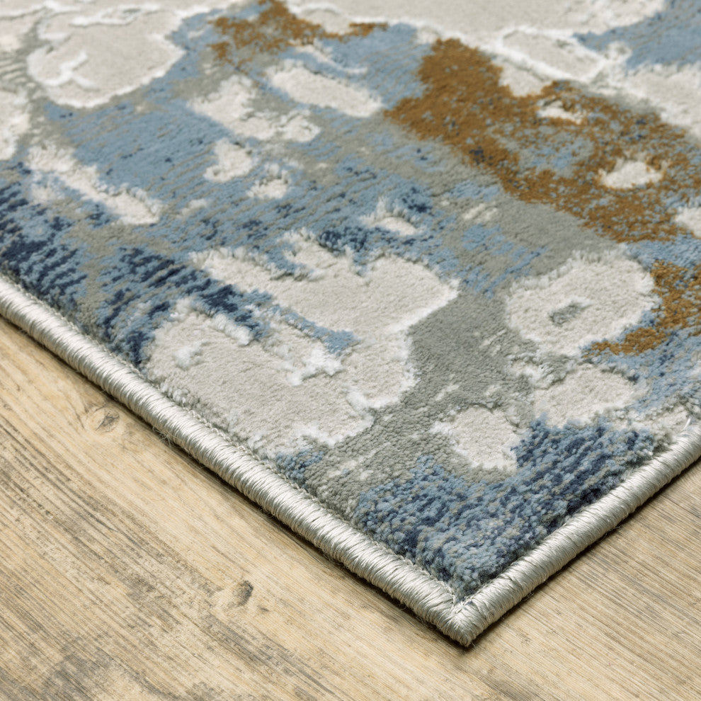 Emery Galaxy Grey/Blue Indoor Area Rug, 2'3" x 7'6"