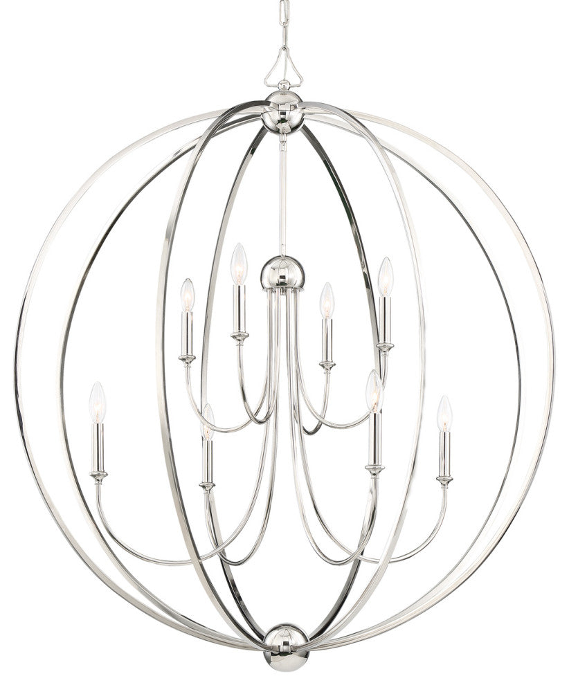 CRYSTORAMA 2246-PN_NOSHADE 8 Light Polished Nickel Chandelier