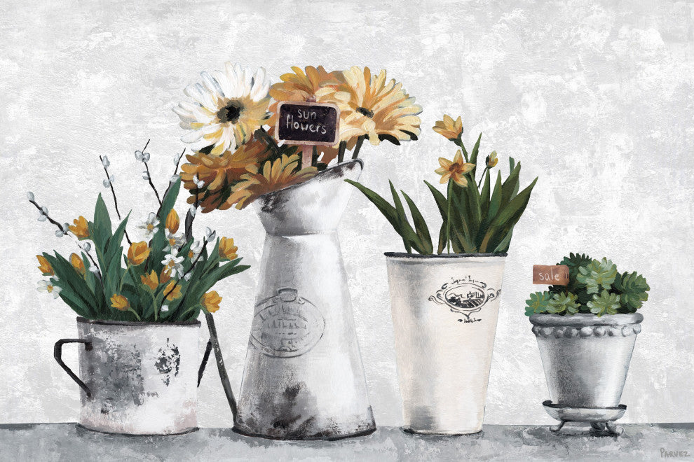 "Growing Sunflowers" Painting Print on Wrapped Canvas