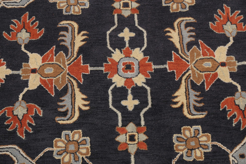 Traditional Floral Round Oriental Wool Area Rug Hand-tufted Carpet 8x8