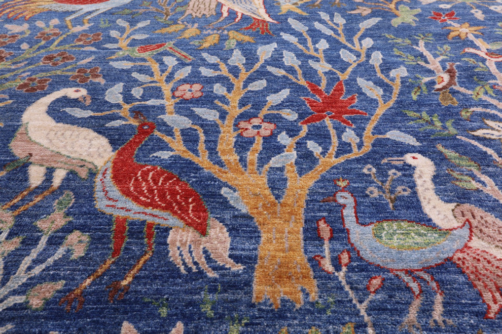 9' 9" X 13' 7" Persian Tree Of Life Design Handmade Wool Rug Q7814