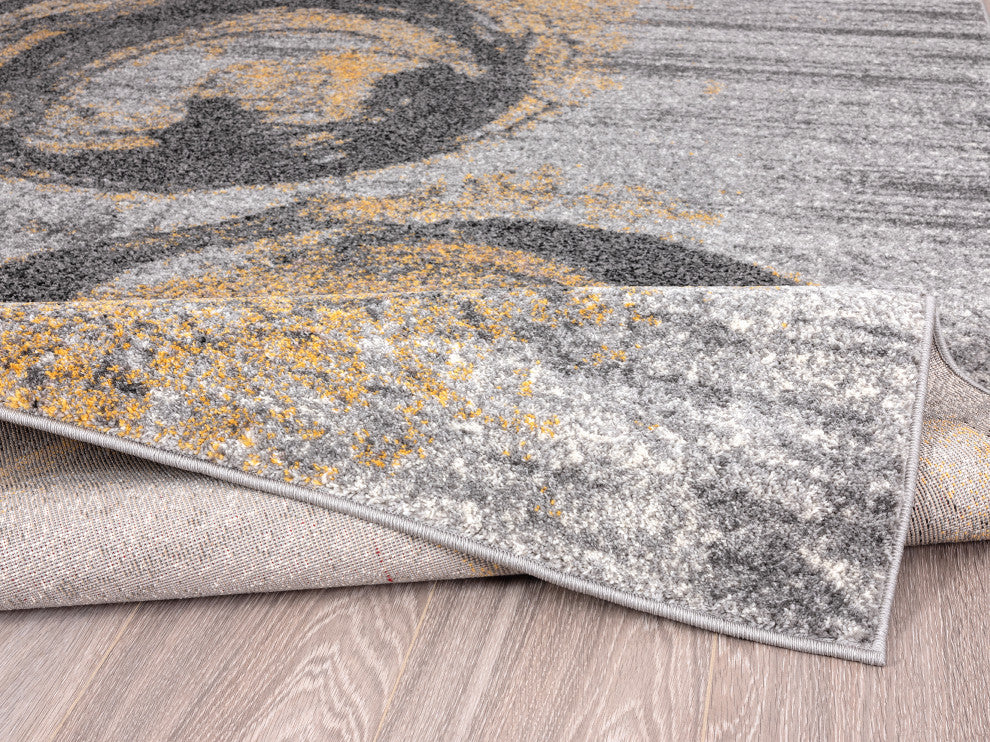 Abani Laguna LAG150A Contemporary Yellow Swirl Area Rug