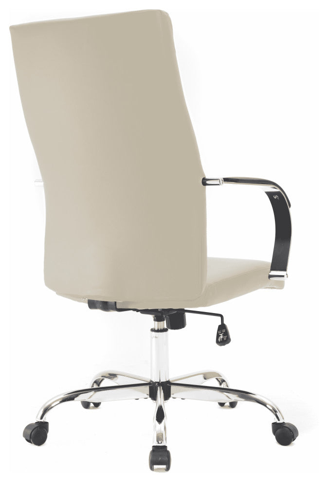 LeisureMod Sonora High-Back Adjustable Leather Conference Chair, Tan