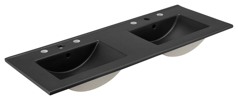 Elysian 48" Wood Double Sink Bathroom Vanity - Black Brown
