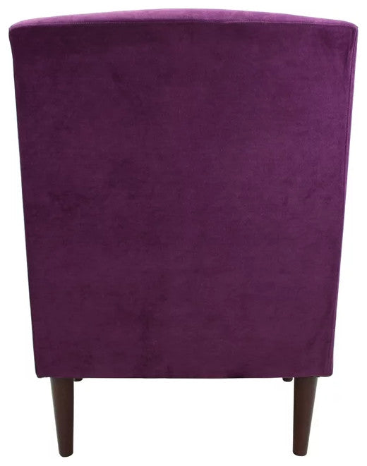 Contemporary Brown Rolled Arm Lounge Chair with Padded Upholstered Seat, Purple
