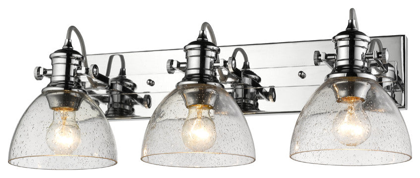 Hines 3-Light Bath Vanity, Chrome, Seeded Glass