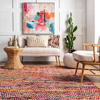 Nuloom Candy Striped Chevron Area Rug, Magenta 3'x5'