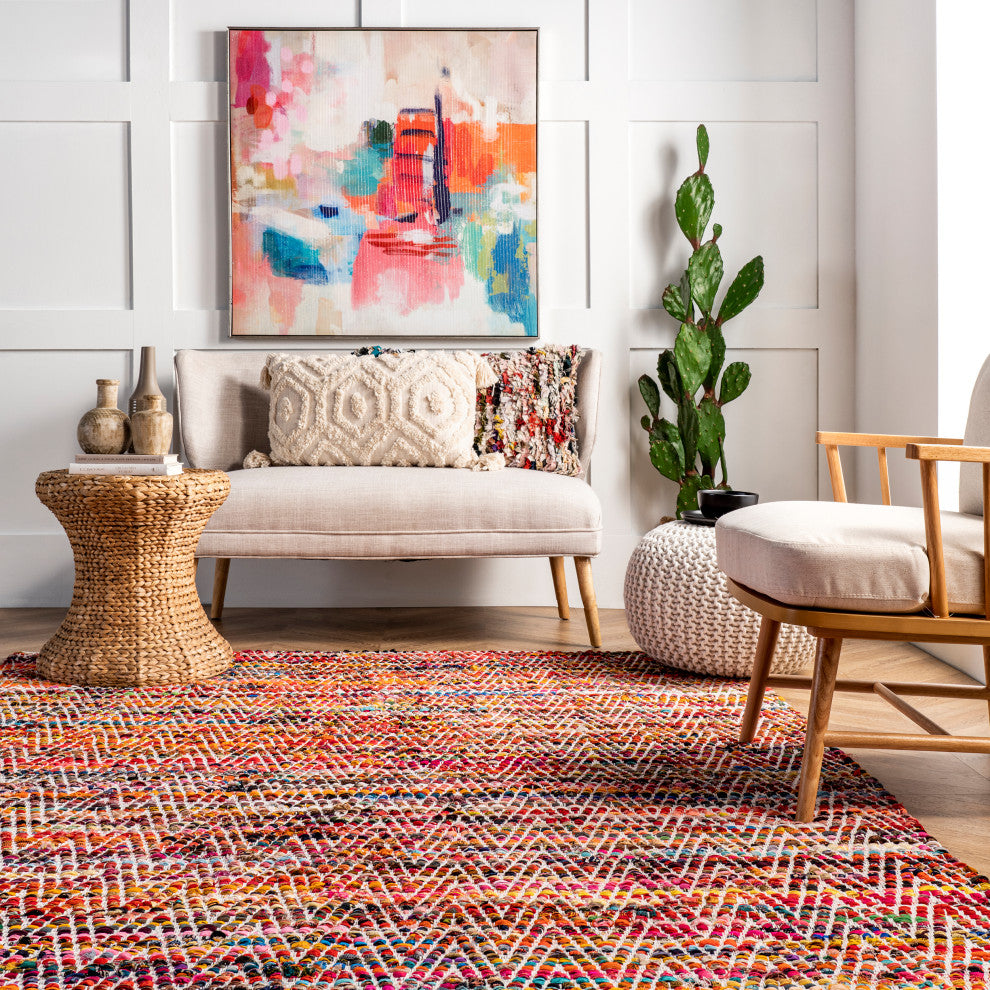 Nuloom Candy Striped Chevron Area Rug, Magenta 3'x5'