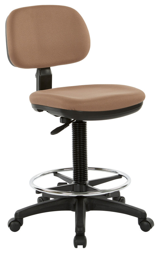 Sculptured Seat and Back Drafting Chair With Adjustable Foot Ring, Taupe