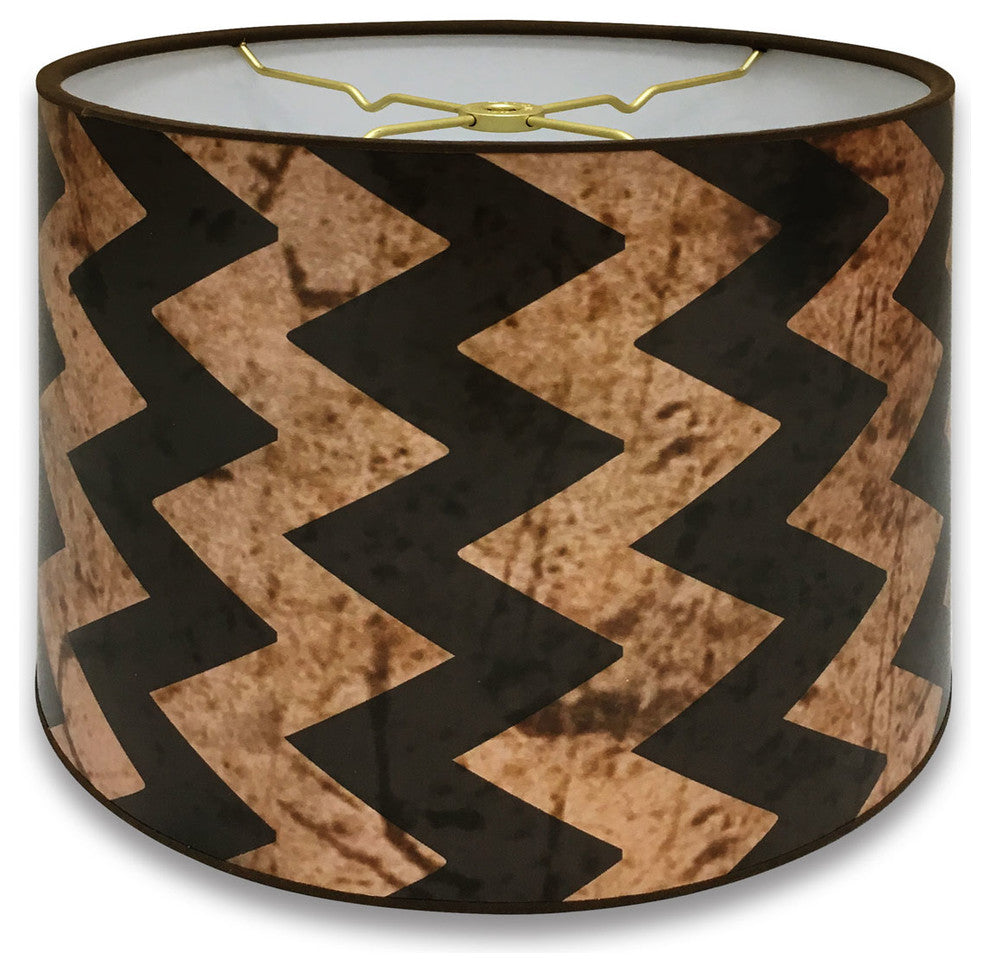 2-Tone Black and Beige Chevron Hard Back Lampshade, Black and Beige, 10"x10"x8"