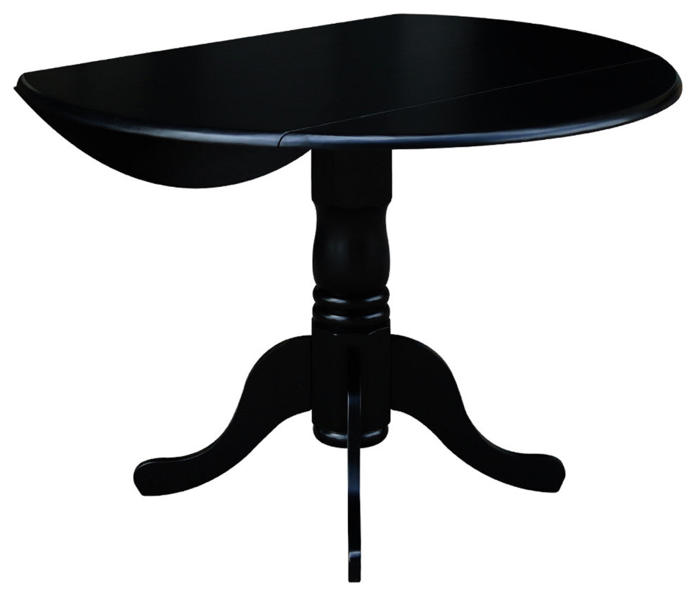 42" Round Dual Drop Leaf Pedestal Table, Black