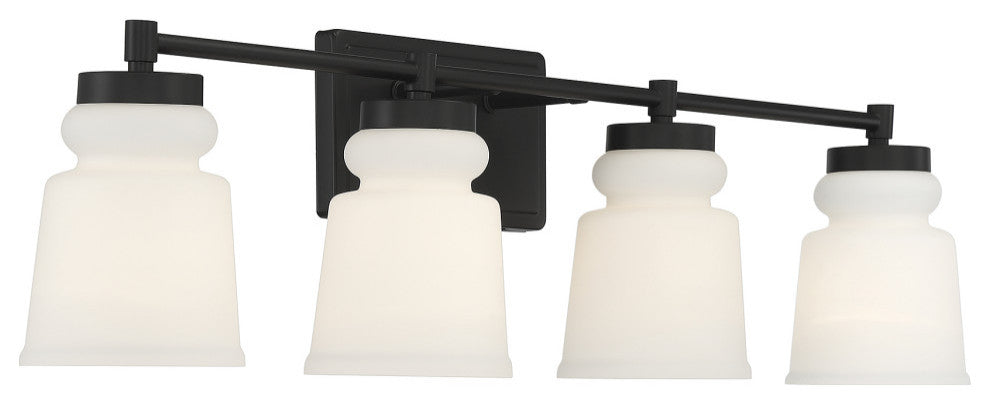 4-Light Bathroom Vanity Light, Matte Black
