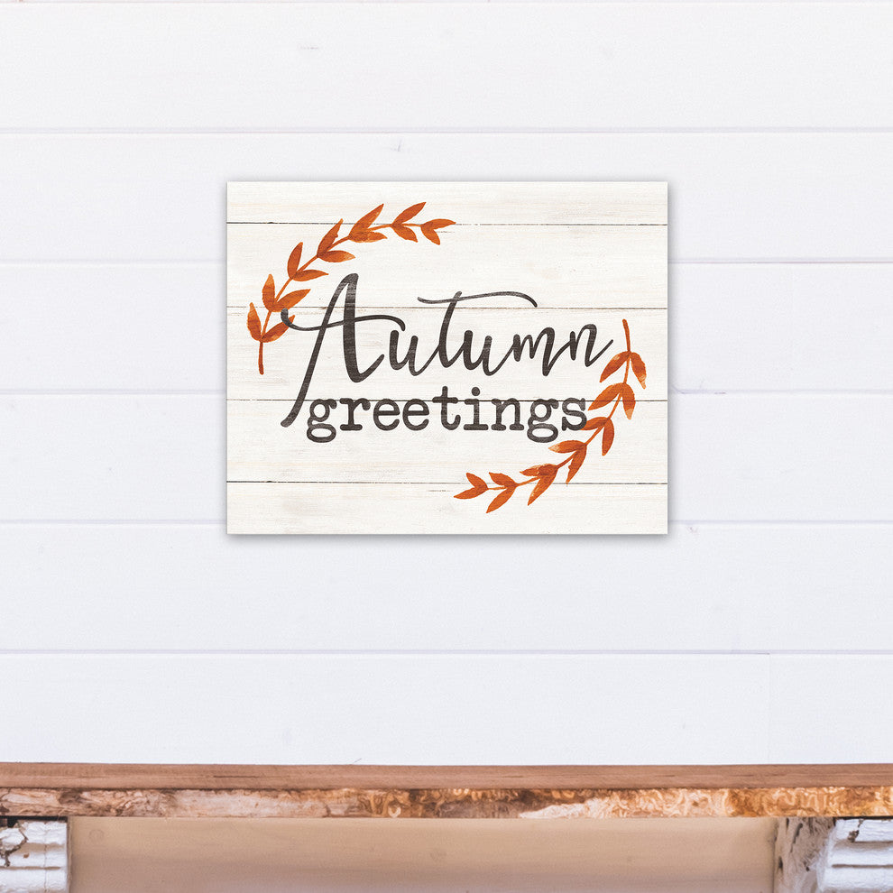 Autumn Greetings White Print on Canvas