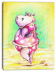Cute Hippo Goes Swimming, Abstract Canvas Art Print, 30"x40"