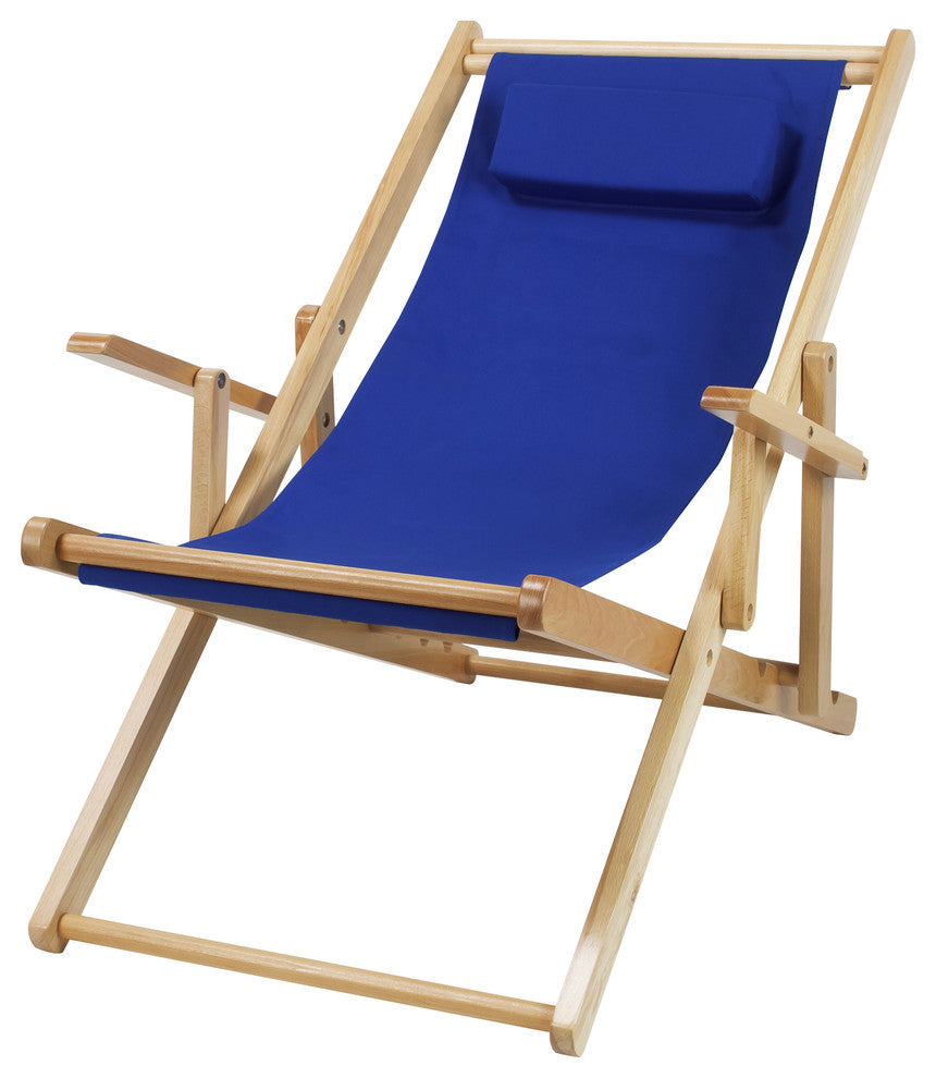 0Sling Chair Natural Frame-Royal Blue Canvas