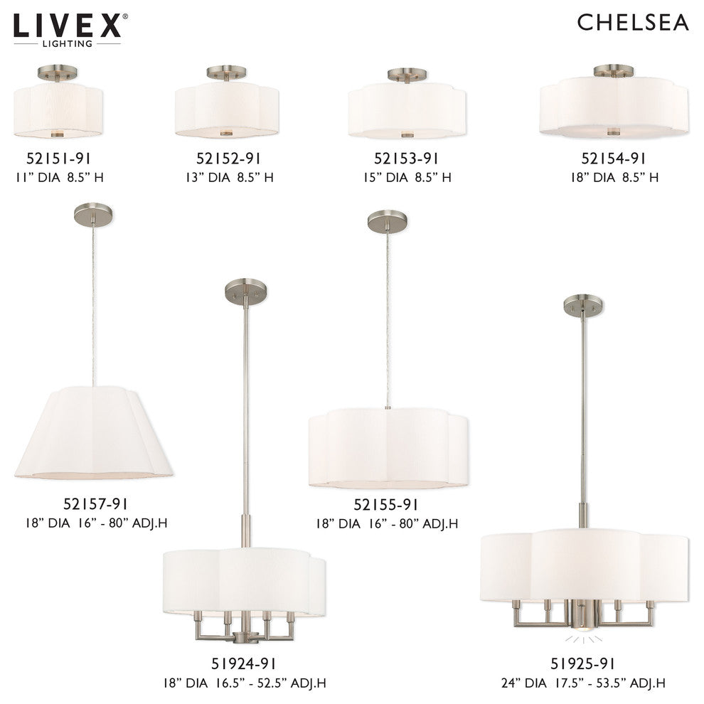 Livex Lighting Brushed Nickel 4-Light Pendant Chandelier