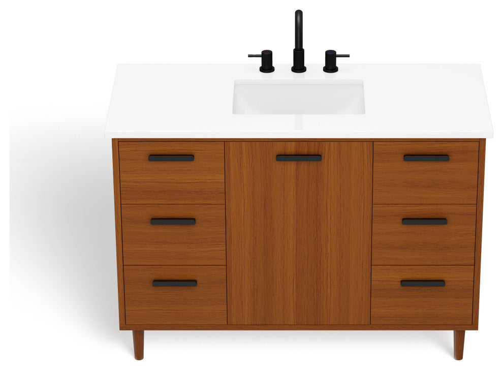 The Darby Bathroom Vanity, Teak, 48", Single Sink, Freestanding