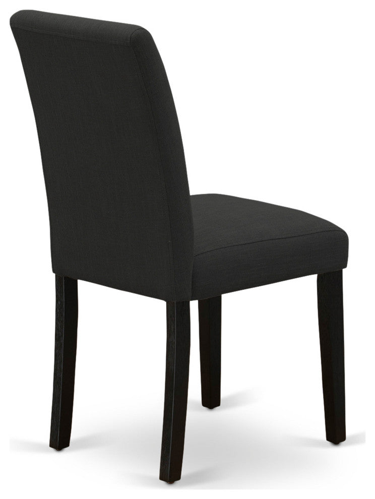 5 Pc Kitchen Set, Black Wood Table, 4 Black Chairs, Wire Brushed Black Finish