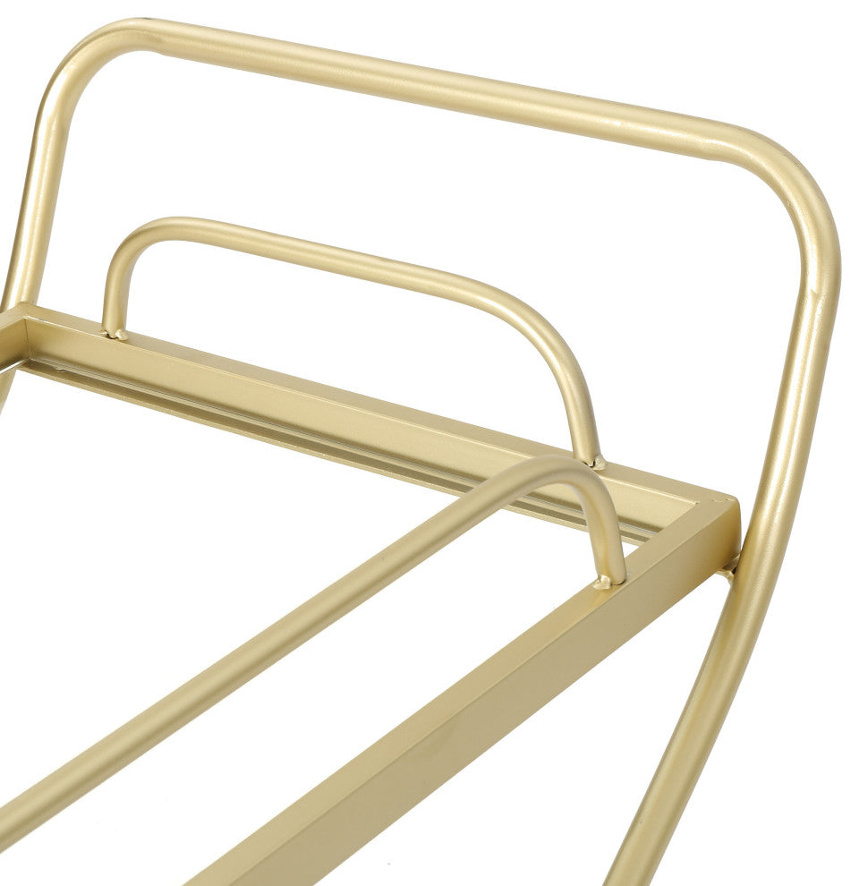 GDF Studio Patty Traditional Iron and Glass Bar Cart, Gold
