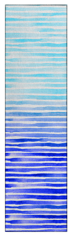 Indoor/Outdoor Seabreeze SZ8 Navy Machine Washable 2'3" x 7'6" Runner Rug