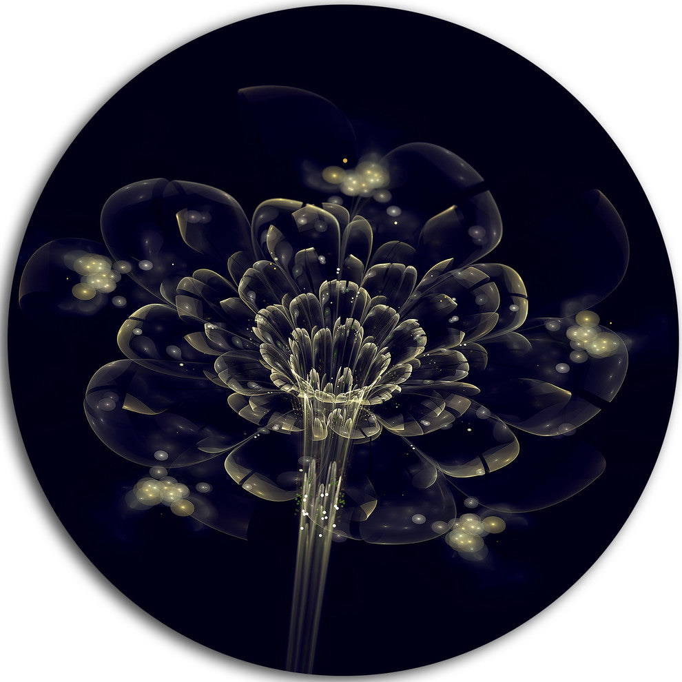Dark Yellow Digital Art Fractal Flower, Floral Disc Metal Wall Art, 36"