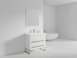Fine Fixtures Modern Vanity Set, White, 36", Satin Brass Hardware