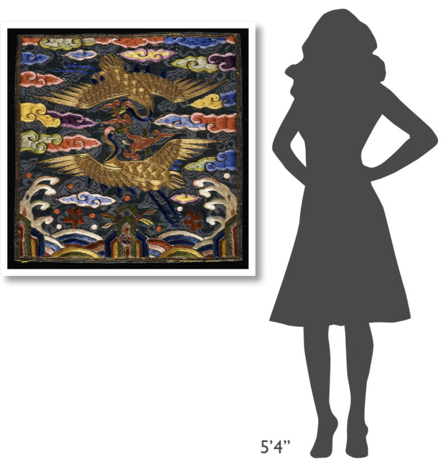 "Pair of Badges (Hyungbae) of Upper Civil Rank with 2 Cranes" Paper Art, 38"x38"