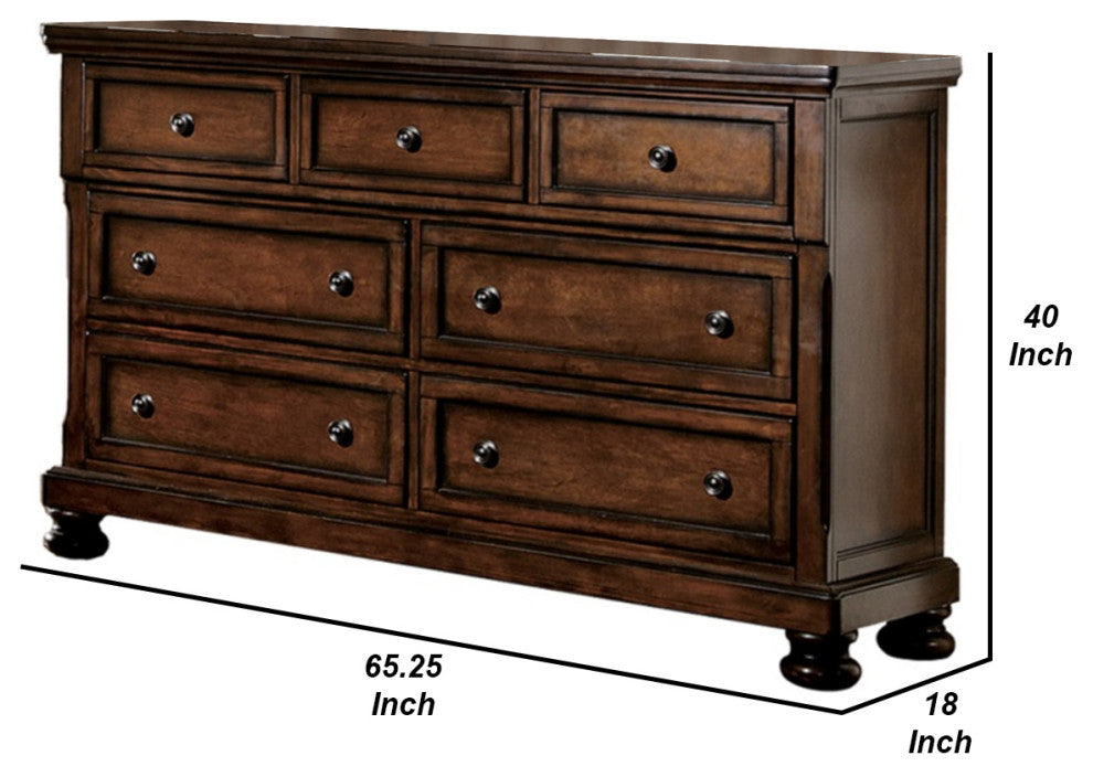 Benzara BM179887 Wooden Dresser With Seven Drawers, Brown