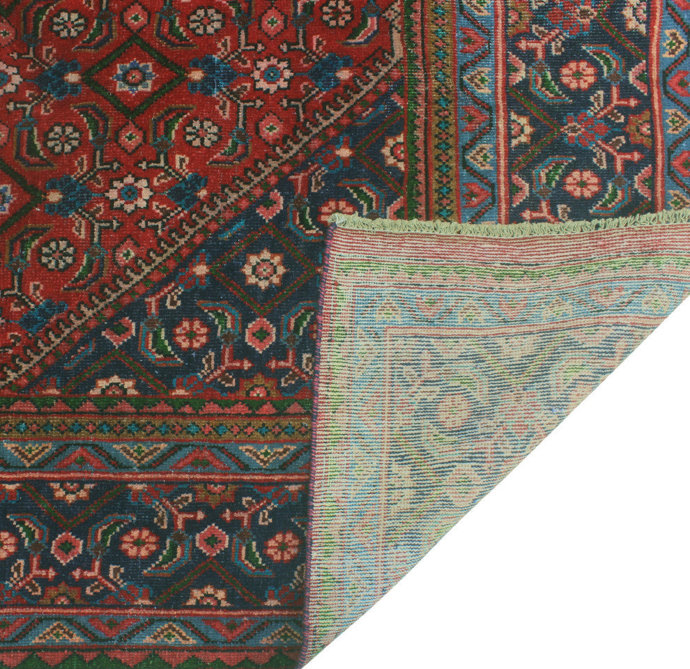 Fine Vintage Distressed Ama Red/Navy Rug, 6'7x10'4