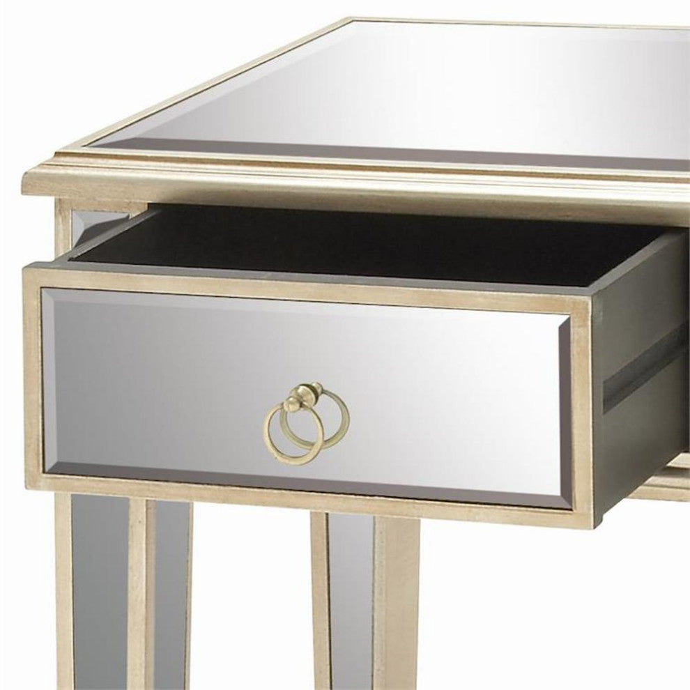 Urban Designs Christie Wooden Mirror Side Table Nightstand with Drawer
