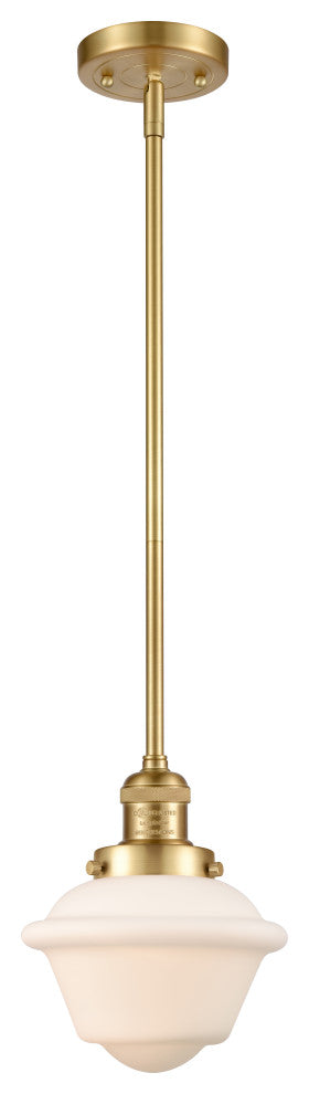 Small Oxford 1 Light Mini Pendant, Satin Gold, Matte White