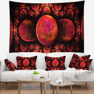 Red Exotic Fractal Pattern Abstract Wall Tapestry, 92"x78"