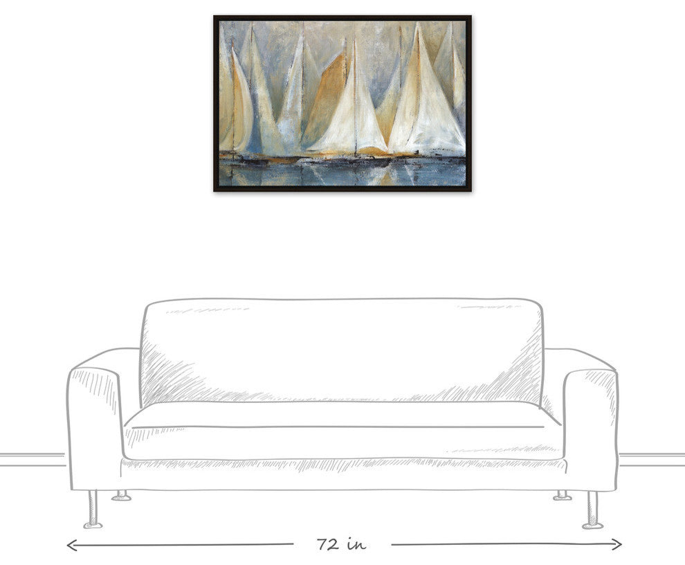 "Sailboats On Water" Canvas Wall Art, 24"x36", Framed